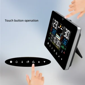 ⁦Multifunction Weather Station Alarm Clock Thermometer Hygrometer Touch Screen Wireless Sensor Sunrise Sunset Hygrothermograph⁩ - الصورة ⁦7⁩