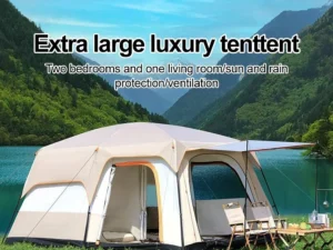 10 Person Camping Tent, Waterproof Windproof Sun Protection, 210D Oxford Fabric, 3 Season, Lightweight, 2 Room 1 Living Room