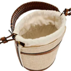Fashion Straw Bucket Bag Weave Women Handbags Designer Panelled Shoulder Crossbody Bags Casual Summer Beach Small Tote Purses - Image 6