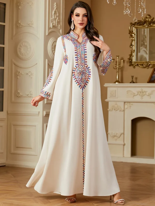 2025 Siskakia Ramadan Muslim Women's Embroidered Loose abaya Dresses For Women Gala Morocco Dubai Elegant Casual Kaftan
