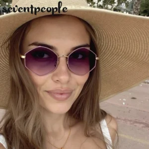 Vintage Steampunk Polygon Sunglasses Women 2025 Luxury Brand Classic Hexagon Sun Glasses Trendy Driving Shades For Ladies UV400 - Image 3