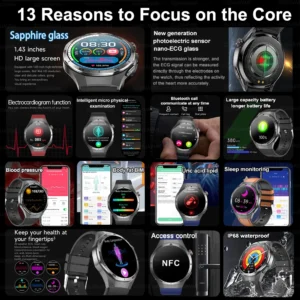 2025New NFC ECG+PPG Health Smart Watch Micro physical examination Blood Oxygen Sports Watch Men Health track Smartwatch Women - Image 4