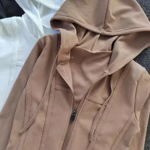 Women's Yoga Coat Short Sports jacket Fitness Yoga Shirt Cycling Running Coats Zipper jacket Hooded Long Sleeve Sports Jacket - Image 7