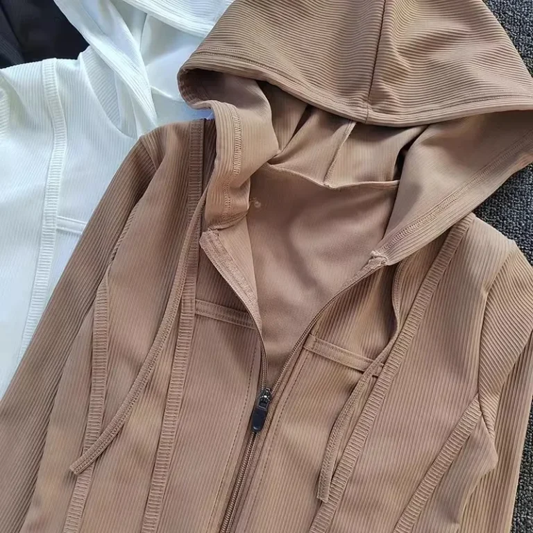 Women's Yoga Coat Short Sports jacket Fitness Yoga Shirt Cycling Running Coats Zipper jacket Hooded Long Sleeve Sports Jacket - Image 7