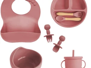 Children's Dishes Set Baby Silicone 6/8-piece Tableware Set Suction Cups Forks Spoons Bibs Straws Cups Mother and Baby Supplies