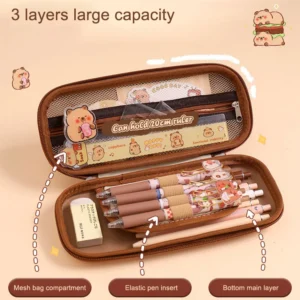 3D Capybara Pencil Case Drop Resistant Waterproof Student School Supplies Large Capacity Multifunctiona Pen Pouch Stationery - Image 5