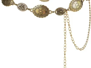 Metal Chain Belt for Women Cowgirl Western Country Chain Belts Adjustable Concho Belt for Sweaters Dresses Jeans