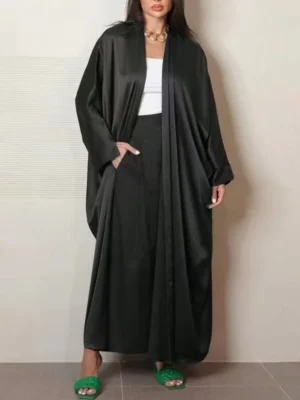 Muslim Open Front Abaya Long Sleeve Ramadan Maxi Length Dress Women's Clothing Cardigan Abayas Wearout Kaftans Women Jilbabs - Image 4