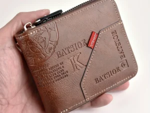 Men's Wallet Made of PU Wax Oil Skin Purse for Men Coin Purse Short Male Card Holder Wallets Zipper Around Money Coin Purse