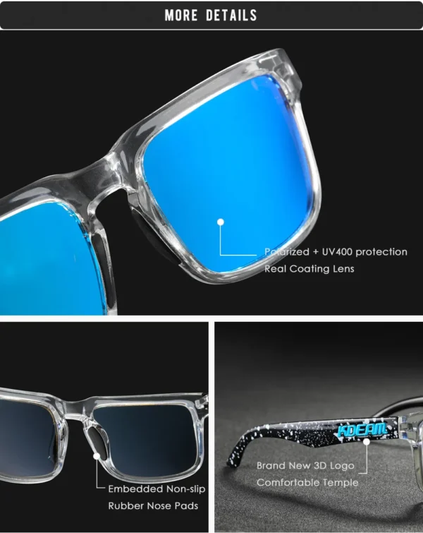 2025 Kdeam Polarized Sunglasses for Men Women Fashion Unisex Brand Trendy Outdoor Eyewear For Couple Mirror red lens - Image 5