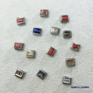 GEMOSA Fashion CRAZY BINGO COOL SEXY LUCKY Glaze Italian Charm Links Fit 9mm Bracelet Stainless Steel Making DIY Jewelry - Image 4
