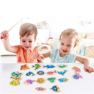 Montessori Wooden Fishing Toys For Children Magnetic Marine Life Cognition Fish Games Parent-Child Interactive Educational Toy - Image 4