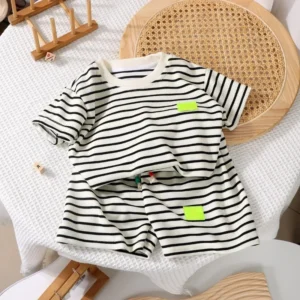 Summer Baby Boy Girls Clothes Set Children Stripe Tshirts and Shorts 2 Pieces Suit Kid Top Bottom Outfits Casual Tracksuits - Image 3