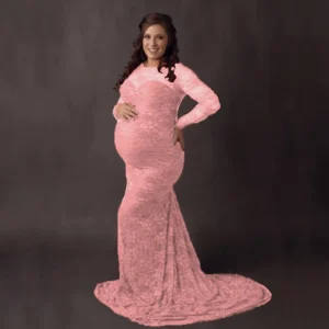Sexy Summer Maternity Tulle Long Dresses Lace Maternity Crew Neck Trailing Dress Pregnancy Photography Dress photography dress - Image 7