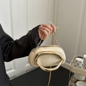 Luxury European And American Metal Frame Small Square Bag Zipper Lock High-end Fashion Versatile Evening Essential Crossbody Bag - Image 3