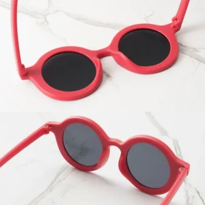 Baby sunglasses matte children's sunglasses trendy round frame retro mocha colored glasses anti purple line - Image 4