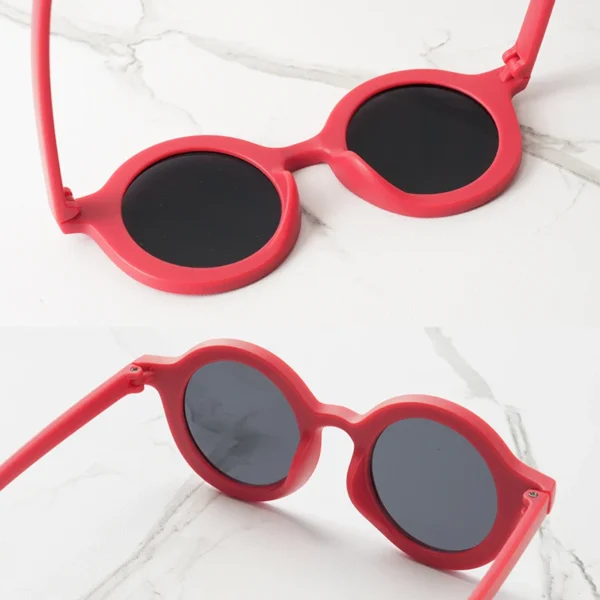 Baby sunglasses matte children's sunglasses trendy round frame retro mocha colored glasses anti purple line - Image 4
