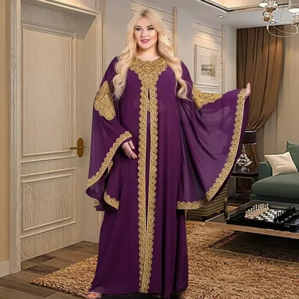 Kaftan Dubai Abaya Turkey Muslim Chiffon Maxi Dress Islam Clothing Elegant African Dresses for Women Boubou Robe Djellaba Femme - Image 5