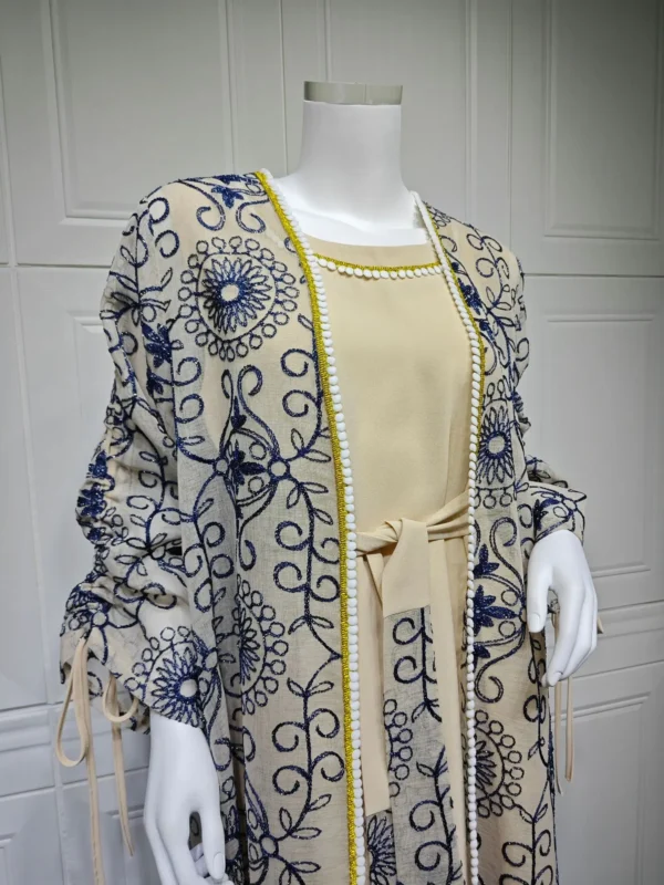 Ramadan Eid Djellaba Kimono Jalabiya Muslim Sets for Women Dubai Abaya Turkey Kaftan Robe Caftan Marocain Femme Islam Clothing - Image 7