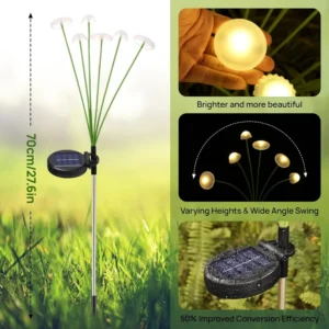 Solar Garden Lights Dual Mode LED Solar Mushroom Lights Waterproof Decor Yard Patio Pathway Jellyfish for Garden Ambiance - Image 6