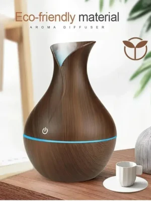 USB Electric Air Humidifier 130ML Mini Wood Grain Aroma Diffuser Essential Oil Aromatherapy Cool Mist Maker With LED For Home - Image 4