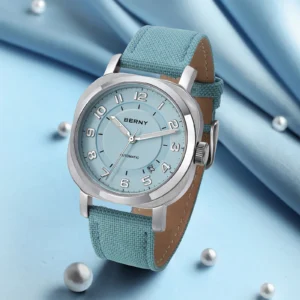 BERNY Mechanical Watch for Women Self-wind Pillow Cushion Sapphire Super Luminous Wristwatch Canvas Calendar Watch for Ladies - Image 3