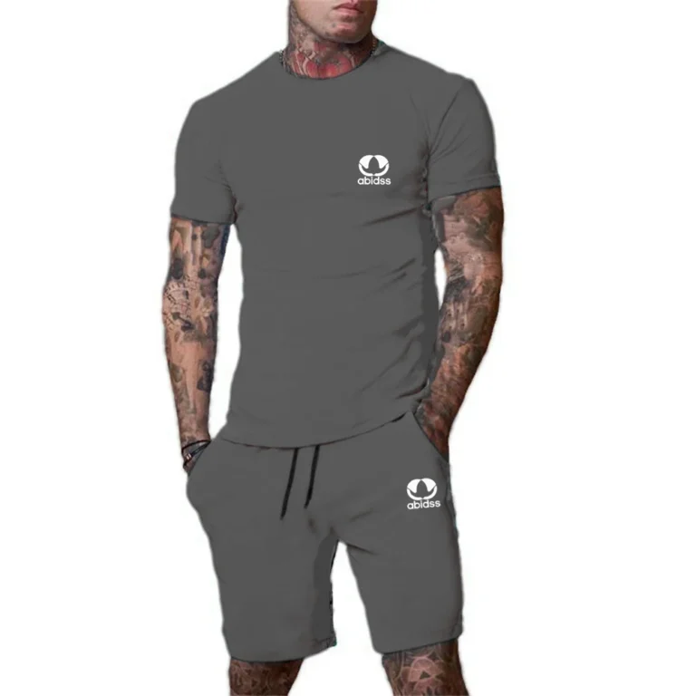 New Design Running two-piece Sets Mesh short sleeved T-shirt+shorts sets Sports Casual Men fitness Sportswear summer - Image 3