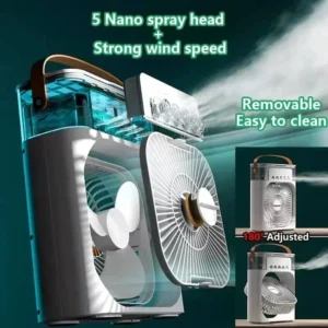 New 3 In 1 Fan AIr Conditioner Household Small Air Cooler LED Night Light Portable Humidifier Air Adjustment Fan Office Home Fan - Image 5
