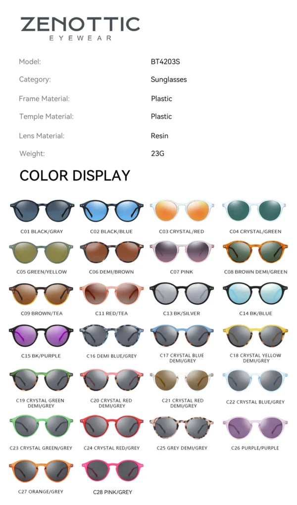 ZENOTTIC (S Size) Retro Circular Polarized Sunglasses 2024 2025 Men Women Vintage Small Round Sun Glasses UV400 Goggles Shades - Image 4