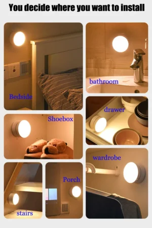 Led Night Light USB Charging Motion Sensor Round Energy-saving Led Lamps Bedroom Sound/Light Control For Corridor Home Bathroom - Image 7