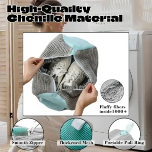 Machine Washable Shoe Washing & Drying Bag with Soft Fiber - Durable Polyester Laundry Protector for Shoes Adjustable Strap - Image 6