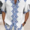 Mens Shirt Short Sleeve Casual Vintage Ethnic Print Button Shirt Summer Beach Shirt Camping Shirt Short Sleeve Mens Formal Shirt - Image 4