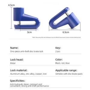 Anti-theft Lock Electric Scooter Disc Brake Lock Bicycle Mountain Bike Motorcycle Disc Lock - Image 4