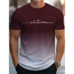 Fashion Gradient Letter Graphic T Shirts For Men Trend Summer Crew Neck 3D Printed Short Sleeve T-shirts Casual Oversized Tees