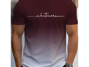 Fashion Gradient Letter Graphic T Shirts For Men Trend Summer Crew Neck 3D Printed Short Sleeve T-shirts Casual Oversized Tees