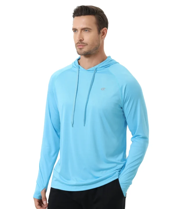 Summer Men's Long Sleeve UPF 50+ Hoodie Shirts, Rash Guard Quick Dry Lightweight T-shirt for Outdoor Jogger Sport Pullover - Image 7