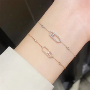 RAKOL 1: 1 Paper clip restoration AAA+ Zircon Bracelet For Women Fashion Simple Commuting Bracelet For Girls Party Jewelry Gift - Image 4