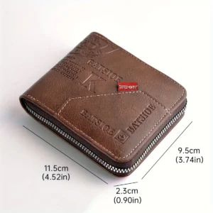 Men's Wallet Made of PU Wax Oil Skin Purse for Men Coin Purse Short Male Card Holder Wallets Zipper Around Money Coin Purse - Image 3