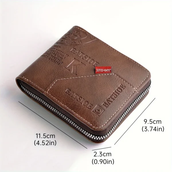 Men's Wallet Made of PU Wax Oil Skin Purse for Men Coin Purse Short Male Card Holder Wallets Zipper Around Money Coin Purse - Image 3