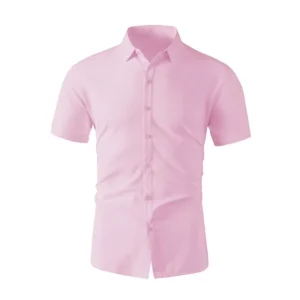 New Men's Business Casual Solid Color Short Sleeved Shirt for Summer Fashion No Ironing Comfortable and Versatile Top - Image 6