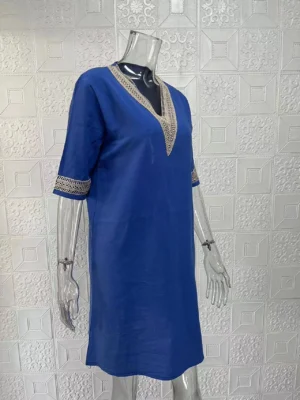 New solid color V-neck mid-sleeved elegant dress - Image 5