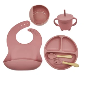 Children's Dishes Set Baby Silicone 6/8-piece Tableware Set Suction Cups Forks Spoons Bibs Straws Cups Mother and Baby Supplies - Image 5