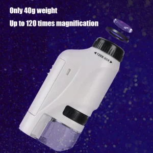 Mini Pocket Microscope Handheld Microscope Kit Battery Powered Microscope With Lab LED Light 60X-120X Biological Kids Science - Image 5