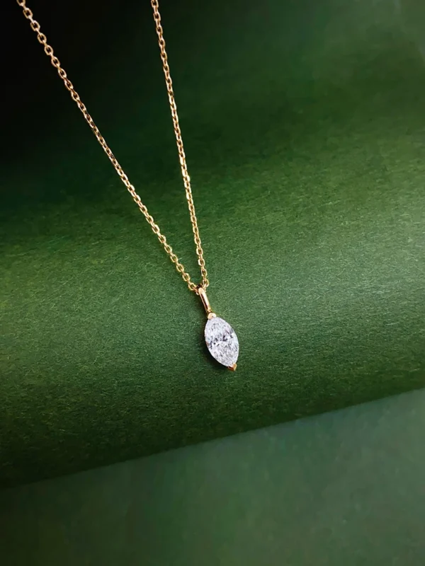 LUOWEND 100% 18K Rose Gold Necklace Women Shiny Marquise Cut GIA 0.50carat Real Natural Diamond Pendant Necklace Fine Jewelry - Image 3