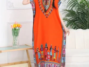 Casual Elegant Bohemian Printed Ethnic Style Retro Floral Woman Summer Street Wear Batwing Sleeve Loose Tunic Maternity Dress