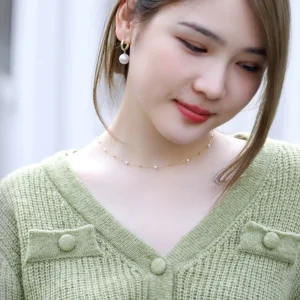 Real 18K Gold Natural Freshwater Pearl Necklace Solid Small Ball Golden Jewelry Genuine AU750 For Women Fine Gift x0004 - Image 3