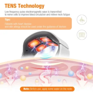 Electric Neck Shoulder Pulse Massager Kneading 4 Head TENS Magnetic Pulse Heating Cervical Vertebra Relax Pain Relief Massage - Image 5
