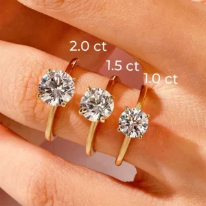 1-2CT Round Cut 14K Yellow Gold Lab Grown Diamond Engagement Ring CVD HPHT Lab diamond With IGI Certificate