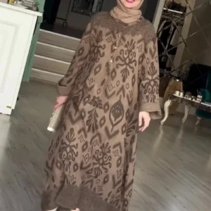 Ramadan Eid Muslim Women Print Dress Jalabiya Arabic Long Robe Abaya Dubai Saudi Vestidos Morocco Kaftan Abayas Modest Dresses