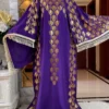 Dubai New Abaya For Women Summer Short Sleeve Cotton Dress Gold Stamping Loose Lady Maxi Islam African Dress With Big Scarf - Image 5